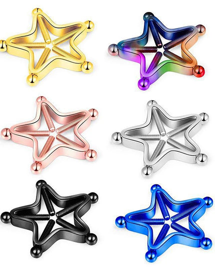 ● 1Pc Stainless Steel Adjustable Nipple Rings For Women, Star Shaped Clip On Nipple Ring Fake Nipple Piercing Jewelry