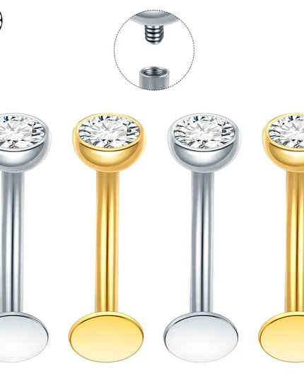 1/5PCS Titanium Curved Belly Button Rings 14G CZ Floating Belly Button Rings 10mm Navel Piercing Labret Lip Stud Women Jewelry