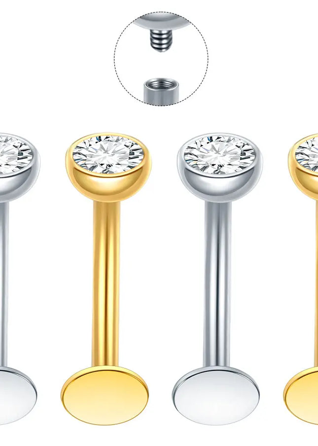 1/5PCS Titanium Curved Belly Button Rings 14G CZ Floating Belly Button Rings 10mm Navel Piercing Labret Lip Stud Women Jewelry