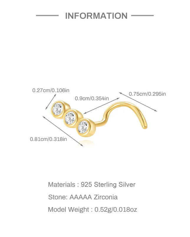 ROXI 925 Sterling Silver 1 Piece Flower/Round Nose Rings for Women Men Body Nose Piercing Cartilage Piercing Jewelry