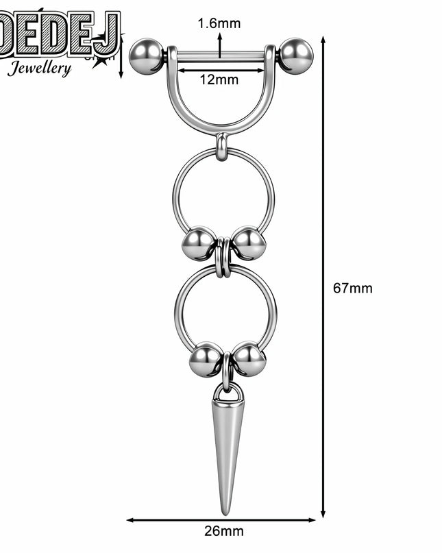 AOEDEJ 1 PC/1 Pair 14/16G Stainless Steel Nipple Rings Unisex Pendant Nipple Piercings Straight Rod Barbell Dangle Body Jewelry