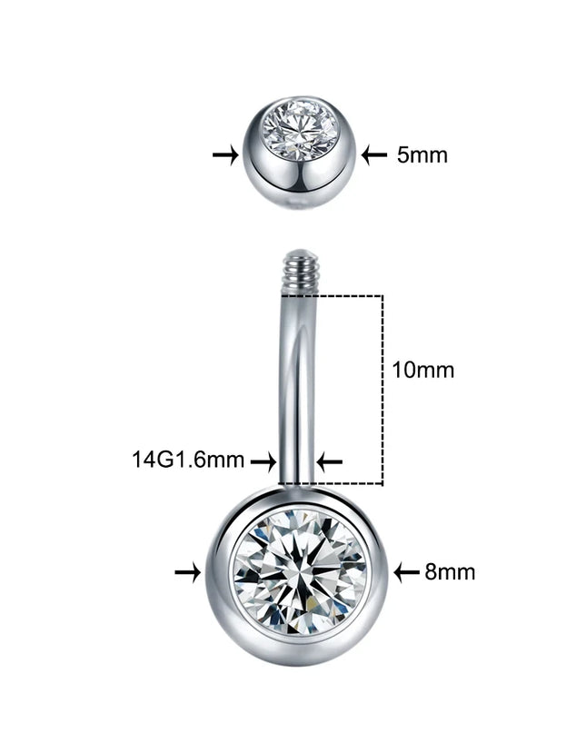 1Pc Surgical Steel Belly Button Ring Navel Nombril Piercing CZ Belly Ring Sexy Women Belly Piercing Body Jewelry Ombligo 14G