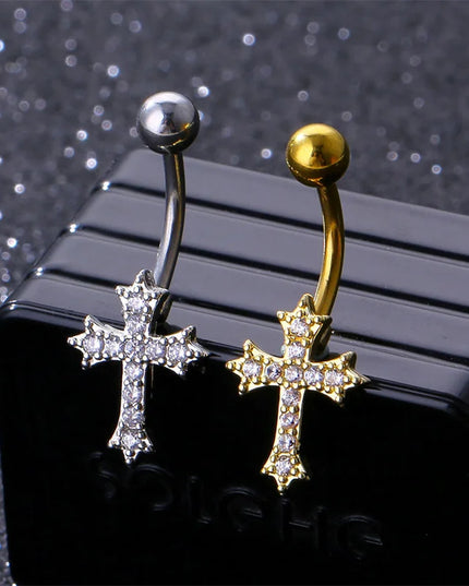 Fashion Sexy Piercing Navel Nail Body Jewelry For Women Girls Personalized Simple Cross Pendant Belly Button Rings Gifts B.H