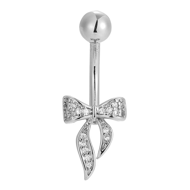 1PC 14G Surgical Steel Belly Button Rings Bow Butterfly Snake Cubic Zirconia Belly Button Barb Ombligo Piercing Jewelry