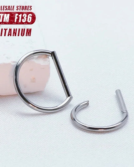 Piercing Nose Ring F136 Titanium D Shape Segment Ring Clicke Jewelry CZ Nose Earring Lip for Women Half Ring Cartilage Wholesale