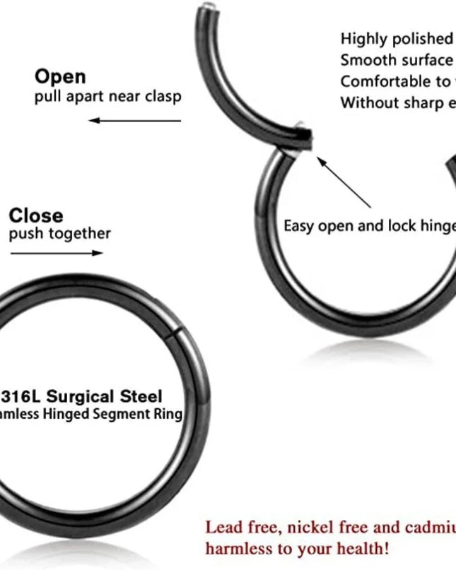 Classic Punk Stainless Steel Piercing Seamless Connection Nose Ring for Women Men Hip Hop Body Piercing Jewelry Not Allergic