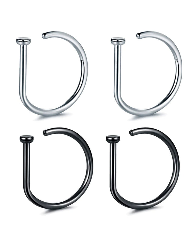 Fake Nose Ring Hoop Lip Labret Ring for Women Non Pierce Hoop Nose Ring  Septum Hoop  Ring Tragus Rook Ring Non Piercing Jewelry