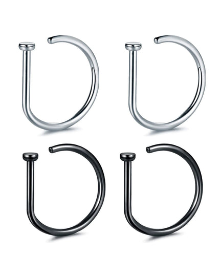 Fake Nose Ring Hoop Lip Labret Ring for Women Non Pierce Hoop Nose Ring  Septum Hoop  Ring Tragus Rook Ring Non Piercing Jewelry