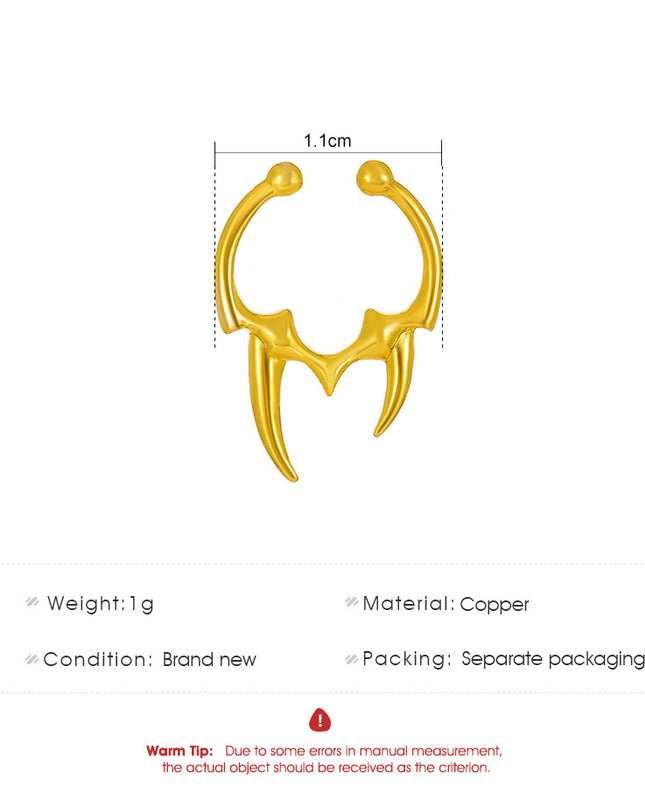 1PC Gothic Irregular Horn Nose Clip Fake Septum Piercing Non-pierced Nose Piercing Nose Ring Simple Fake Body Pircing