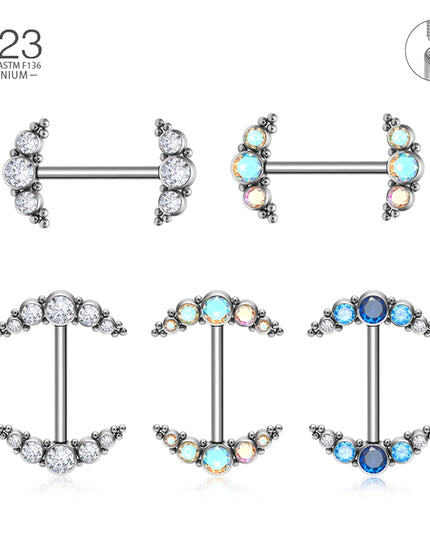 14G Nipple Rings G23 Titanium Barbell Zircon Nipple Shield Piercing for Women Girls Sexy Nipple Piercing Jewelry