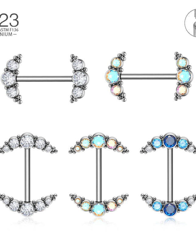 14G Nipple Rings G23 Titanium Barbell Zircon Nipple Shield Piercing for Women Girls Sexy Nipple Piercing Jewelry