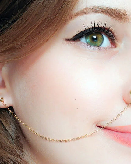 New 1Pcs  Ear Hook Nose Ring Body Jewelry Tassel Chain Link Nose Piercing Body Puncture Nostril Piercing for Women Jewelry