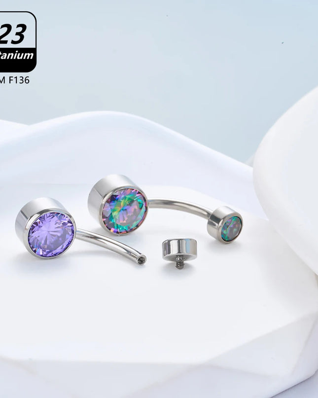 Belly Piercing Button Rings G23 Titanium Astm F136 14g Body Jewelry Internally Threaded Navel Ring Zirconia Earrings Zircon