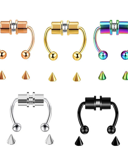 Women Fake Piercing Nose Ring Hoop Septum Non Piercing Nose Clip Rock HipHoop Stainless Steel Magnet Fashion Punk Body Jewelry