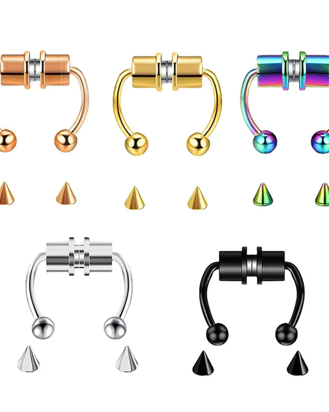 Women Fake Piercing Nose Ring Hoop Septum Non Piercing Nose Clip Rock HipHoop Stainless Steel Magnet Fashion Punk Body Jewelry