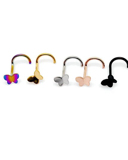 1pcs 20G Stainless Steel Nose Stud Rings for Women Nose Piercing Bend Butterfly Nose Ring Earring Nose Studs Piercing Jewelry