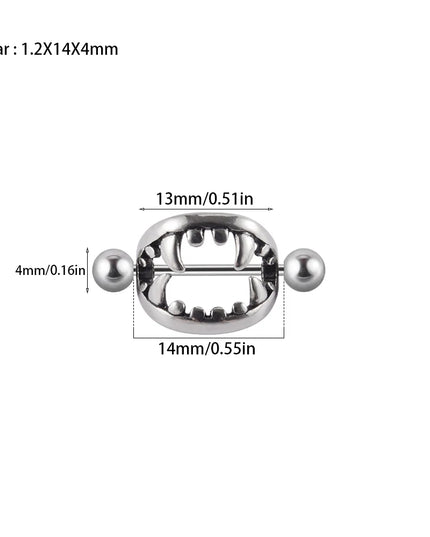 1/2PCS Punk Teeth Nipple Rings Shield Cover Barbell Nipple Piercings for Women Sexy Teeth Body Piercing Jewelry