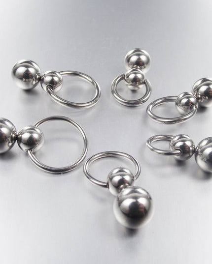 Stainless Steel Double Ball Cucurbit Gourd Ring Eyebrow Curved Tragus Ear Piercing PA Nipple Ring Bar Lips Body Piercing Jewelry