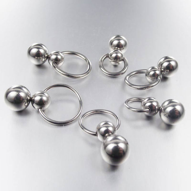Stainless Steel Double Ball Cucurbit Gourd Ring Eyebrow Curved Tragus Ear Piercing PA Nipple Ring Bar Lips Body Piercing Jewelry