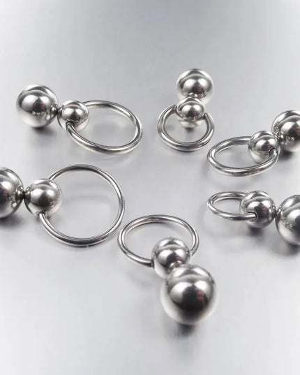 Stainless Steel Double Ball Cucurbit Gourd Ring Eyebrow Curved Tragus Ear Piercing PA Nipple Ring Bar Lips Body Piercing Jewelry