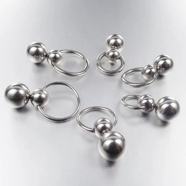 Stainless Steel Double Ball Cucurbit Gourd Ring Eyebrow Curved Tragus Ear Piercing PA Nipple Ring Bar Lips Body Piercing Jewelry
