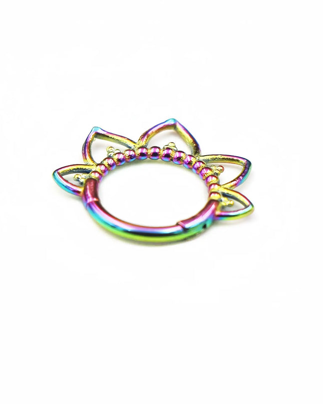 Stainless Steel Nose Ring Flower Hinged Septum Clicker Nose Hoop Seamless Nose Ring for Women Cartilage Nose Piercing Jewelry