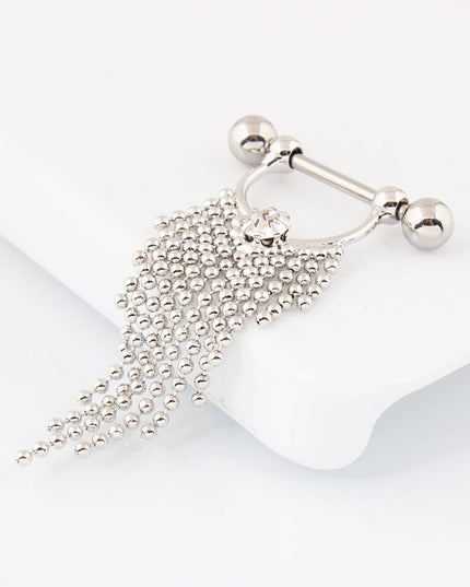 Retail 2 pieces/lot Tassel Nipple ring body Piercing jewelry 14G 316L surgical steel bar Nickel-free