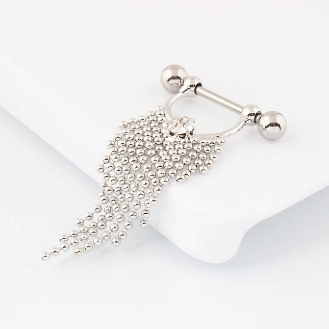 Retail 2 pieces/lot Tassel Nipple ring body Piercing jewelry 14G 316L surgical steel bar Nickel-free