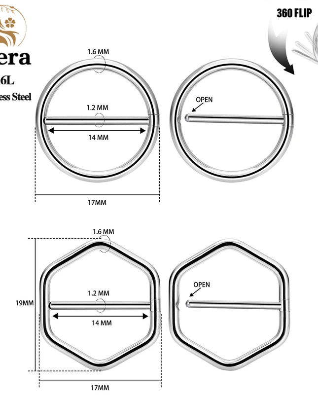 1/10PCS Stainless Steel Nipple Piercing Jewelry 14G Round Nipple Ring Women Girls Body Jewelry