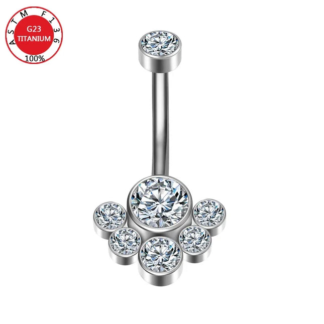 Belly Button Piercing Cartilage Diaphragm Navel Titanium Surgical Steel Woman Zircon Crystal Body Jewelry Women Accessories