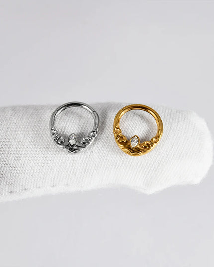 Stainless Steel Hinged Star Septum Clicker Nose Hoop Ring Flower Ear Tragus Stud Catilage Daith Helix CZ Earrings Piercing 16G