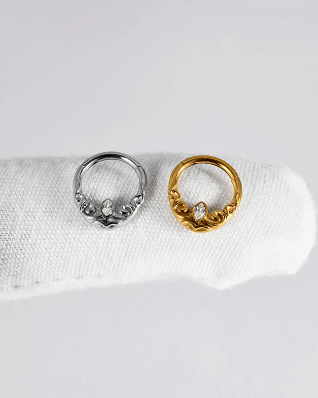 Stainless Steel Hinged Star Septum Clicker Nose Hoop Ring Flower Ear Tragus Stud Catilage Daith Helix CZ Earrings Piercing 16G
