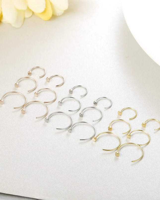 FASACCO 22G Surgical Steel Nose Rings Hoop for Men Women C-Shape Flat Thin Nose Ring Cartilage Tragus Ear Body Piercing Jewelry