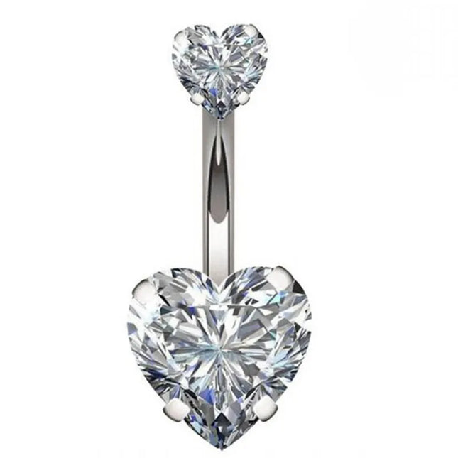 Zircon Crystal Belly Button Piercing Rings for Women Navel Ring Surgical Steel Barbell Heart Butterfly Body Piercing Jewelry