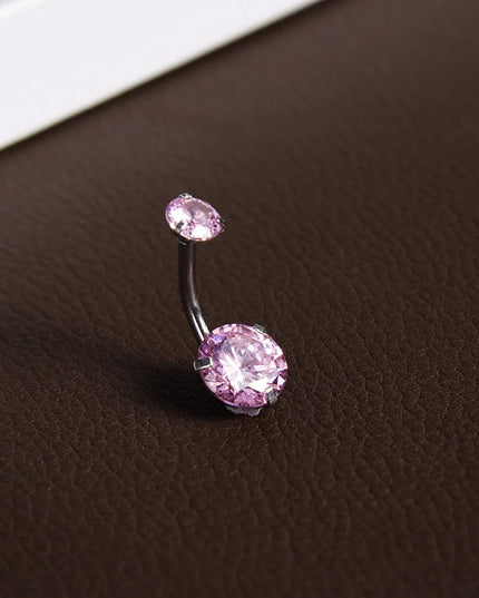 Steel Belly Button Rings Pink Crystal Piercing Navel Heart Style Navel Piercing Earring Belly Piercing Sexy Body Jewelry Ombligo