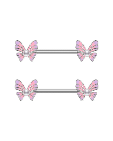 2pcs Heart Bear Dangled Nipple Piercings Screwed 14G Flower Butterfly Shield Bar Barbell Nipple Ring Piercing Nombril Jewelry