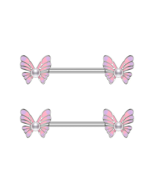 2pcs Heart Bear Dangled Nipple Piercings Screwed 14G Flower Butterfly Shield Bar Barbell Nipple Ring Piercing Nombril Jewelry