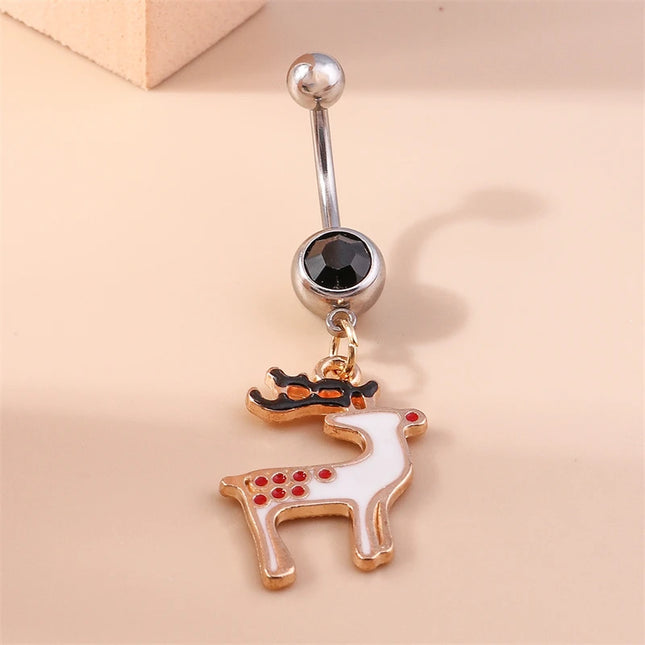 Cute Christmas Tree Belly Button Rings for Women Sexy Piercing Body Jewelry Navel Rings Girls Party Festival Jewelry Gifts