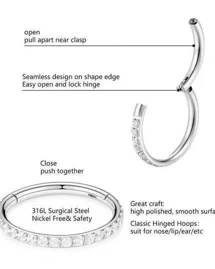 2PCS Nose Rings Hoops, 316L Horseshoe Threadless Nose Rings, Septum Clicker Daith Tragus Helix Rook Eyebrow Lip Piercing Jewelry