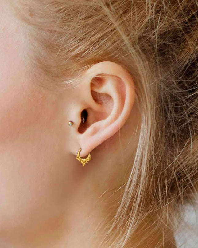 Giga 1PCS Vintage Stainless Steel Nose Rings Hinged Septum Earrings Cartilage Tragus Helix Hoops Body Piercing Jewelry