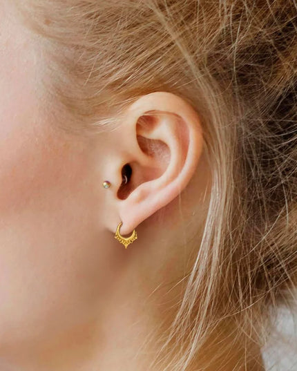 Giga 1PCS Vintage Stainless Steel Nose Rings Hinged Septum Earrings Cartilage Tragus Helix Hoops Body Piercing Jewelry