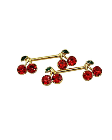1pcs Sweet Cute Cherry Zircon Breast Ring For Women Body Piercing Jewelry Sexy Metal Nipple Ring Chest Piercing Ornament