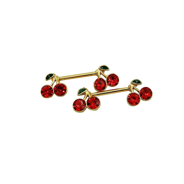1pcs Sweet Cute Cherry Zircon Breast Ring For Women Body Piercing Jewelry Sexy Metal Nipple Ring Chest Piercing Ornament