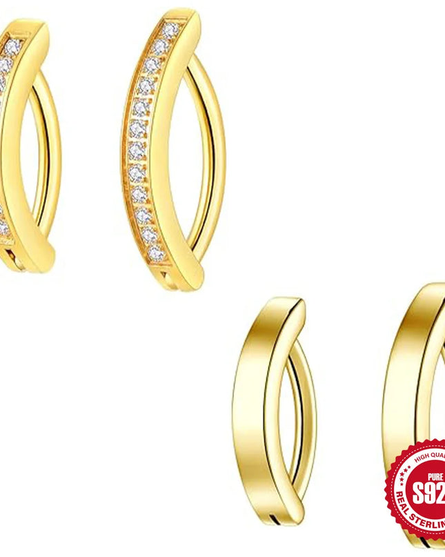 CANNER 1PC 925 Sterling Silver Smooth Abdominal Puncture Belly Button Buckle For Women Ins Minimalist Zircon Fine Body Jewelry