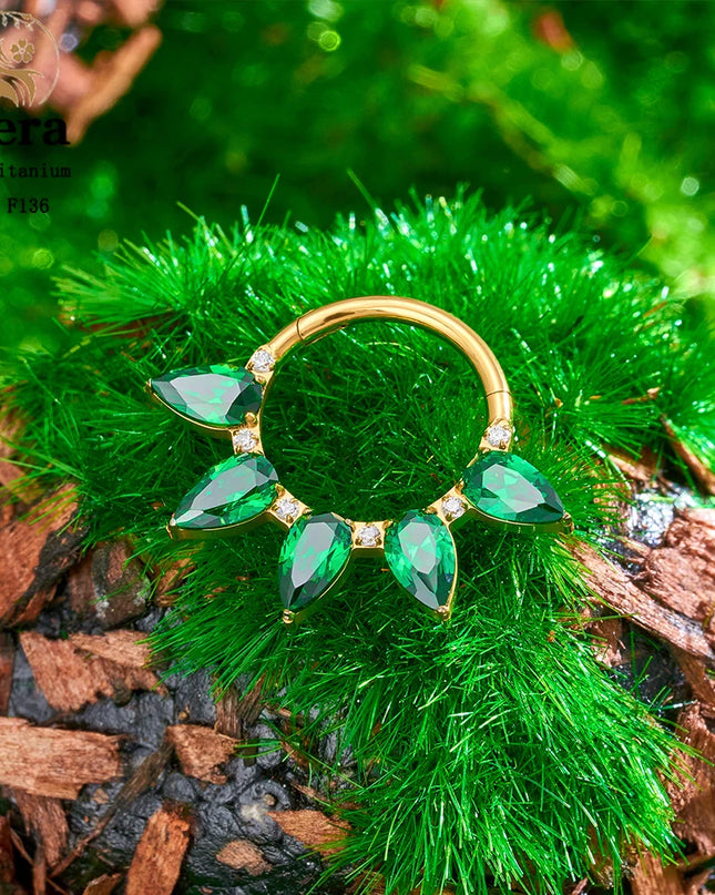 ASTM F136 Titanium Nose Ring Hoop 16G Pear CZ Hinged Segment Septum Clicker Ring Cartilage Daith Piercing Earring Body Jewelry