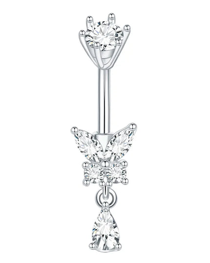  1pc Belly Button Piercing for Women Zircon Moon Butterfly Belly Button Ring Cartilage Navel Earring Jewelry Piercing ombligo