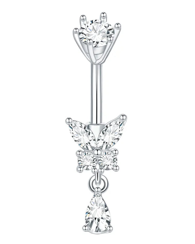  1pc Belly Button Piercing for Women Zircon Moon Butterfly Belly Button Ring Cartilage Navel Earring Jewelry Piercing ombligo