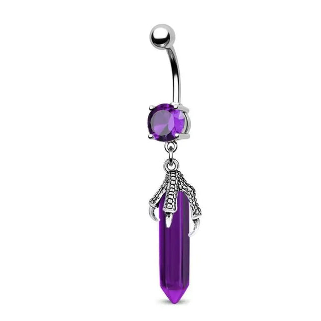Belly Button Rings Mixed Purple Zircon Dangle Design Stainless Steel Durable Navel Rings for Daily Outfit Matching
