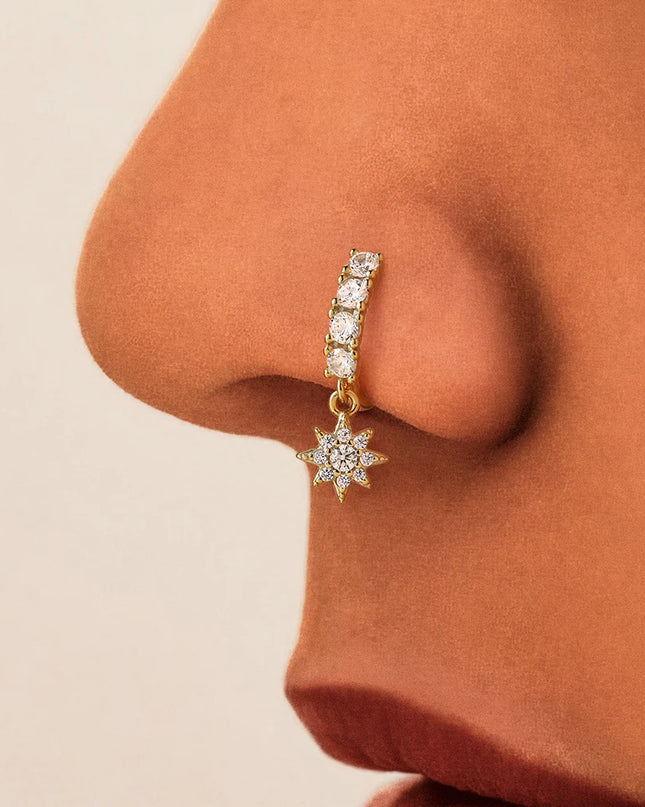 Aide Sterling Silver 925 Pierceing Zircon Nose Ring Simple Round Size Printing Twist Rope Nose Ring Women Jewelry Nose Rings 1pc