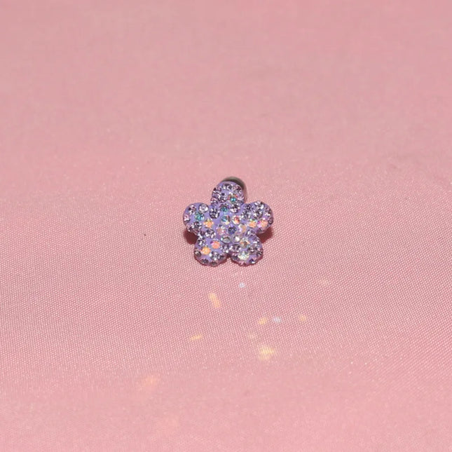 1PC Crystal Flower Helix Piercing Earring Stainless Steel Ear Piercing Conch Flat Piercing Cartilage Ear Stud Body Piercing
